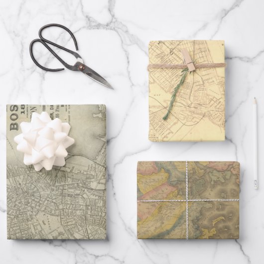Boston Maps Gift Wrap Inpakpapier Vel (Voorkant)