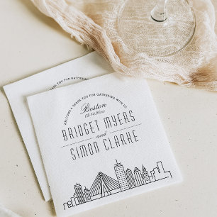 Boston, Mass Deco Skyline Weddenschap Napkins Servet