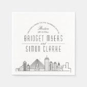 Boston, Mass Deco Skyline | Weddenschap Napkins Servet (Voorkant)
