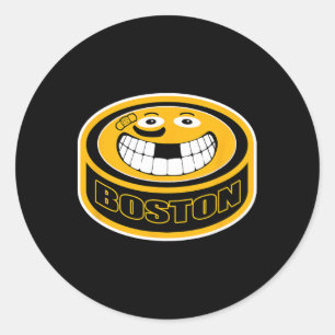 Boston Mass. Grappig Kind Adult Puck Smile Gezicht Ronde Sticker