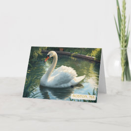 Boston, Mass. Public Garden Swan Greeting Card Kaart
