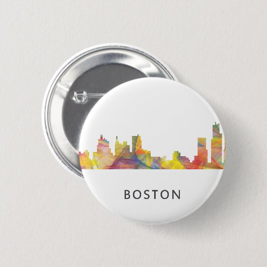 BOSTON MASS. SKYLINE WB1- RONDE BUTTON 5,7 CM (Voorkant /achterkant)