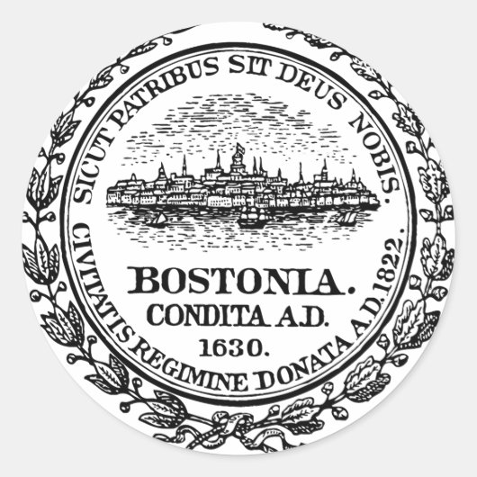 Boston Massachetts City Seal Round Sticker (Voorkant)