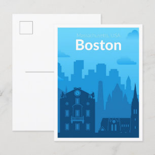 Boston Massachuset USA Vintage Travel Illustration Briefkaart