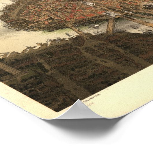 Boston Massachusetts 1877 Antiek Panorama Poster (Hoek)