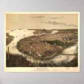Boston Massachusetts 1877 Antiek Panorama Poster (Voorkant)