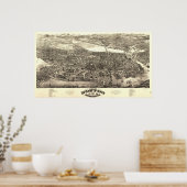Boston Massachusetts 1880 Antiek Panorama Poster (Keuken)