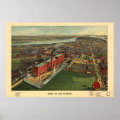 Boston Massachusetts 1902 Antiek Panoramic Map Poster (Voorkant)