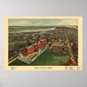 Boston Massachusetts 1902 Antiek Panoramic Map Poster
