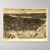 Boston Massachusetts 1905 Antiek Panoramic Map Poster (Voorkant)