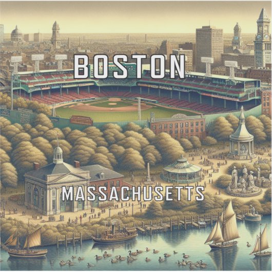 Boston Massachusetts 3 inch Vinyl Sticker (Voorkant)