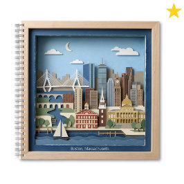 Boston Massachusetts Amerika Gelagde Papierkunst Notitieboek