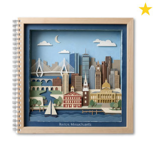 Boston Massachusetts Amerika Gelagde Papierkunst Notitieboek
