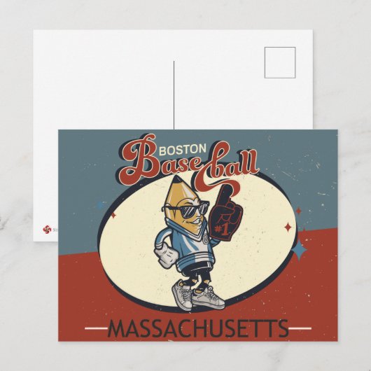  Boston, Massachusetts Baseball Briefkaart (Voorkant / Achterkant)
