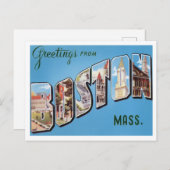 Boston, Massachusetts  Big Letters Briefkaart (Voorkant / Achterkant)
