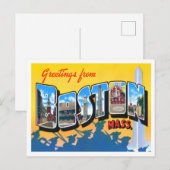 Boston, Massachusetts  Big Letters Briefkaart (Voorkant / Achterkant)