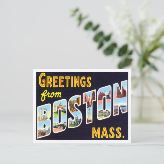 Boston, Massachusetts  Big Letters Briefkaart (Staand voorkant)