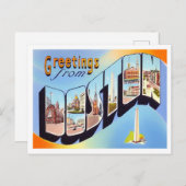 Boston, Massachusetts  Big Letters Briefkaart (Voorkant / Achterkant)