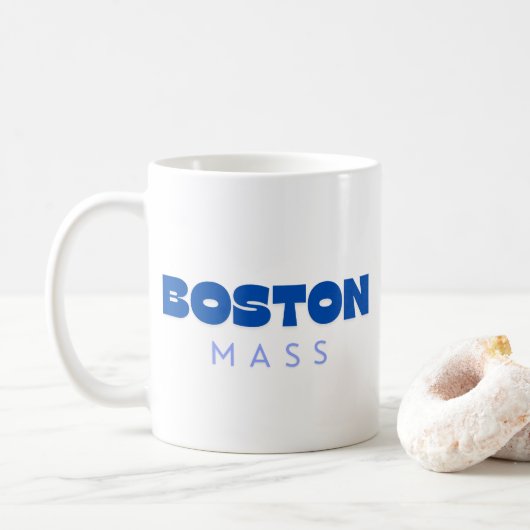 Boston Massachusetts Blauw Modern Koffiemok (Met donut)