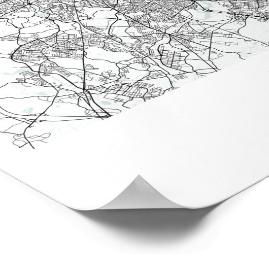 Boston Massachusetts Blue Water Street Map Poster (Hoek)