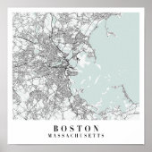 Boston Massachusetts Blue Water Street Map Poster (Voorkant)