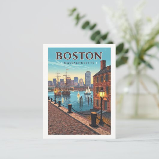  Boston Massachusetts Briefkaart (Staand voorkant)