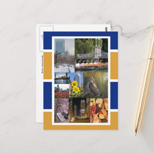 Boston, Massachusetts Briefkaart (Voorkant / Achterkant in situ)