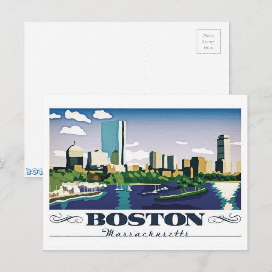 Boston, Massachusetts Briefkaart (Voorkant / Achterkant)