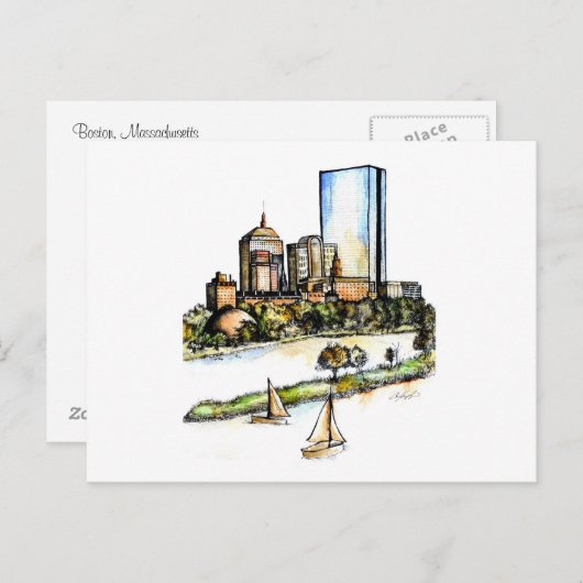 Boston, Massachusetts Briefkaart (Voorkant / Achterkant)
