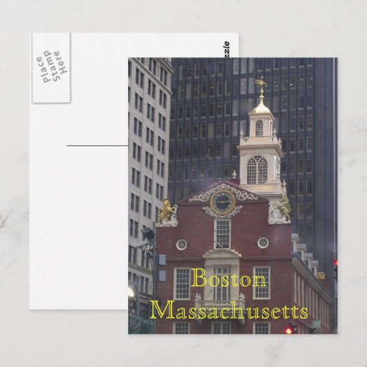 Boston Massachusetts Briefkaart (Voorkant / Achterkant)