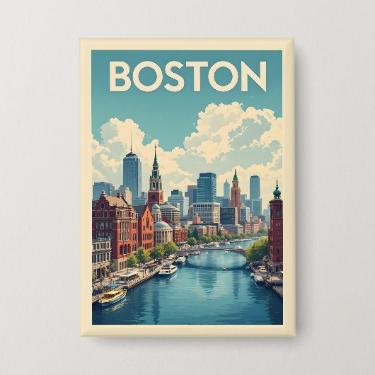 Boston Massachusetts Button (Voorkant)