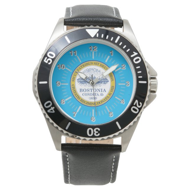 Boston (Massachusetts) City flag Watch Horloge (Voorkant)