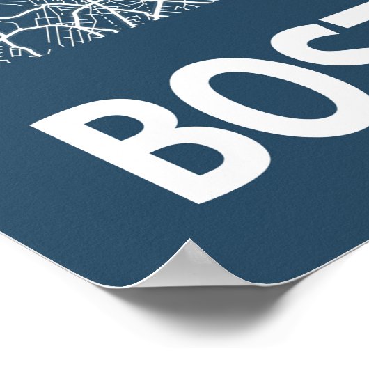 Boston Massachusetts City Map Line Art Blue Print (Hoek)