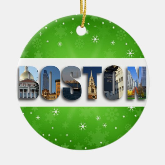 Boston Massachusetts City Reisfoto's kerstmis Keramisch Ornament (Voorkant)
