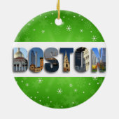 Boston Massachusetts City Reisfoto's kerstmis Keramisch Ornament (Achterkant)