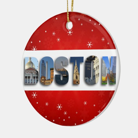 Boston Massachusetts City Reisfoto's kerstmis Keramisch Ornament (Links)