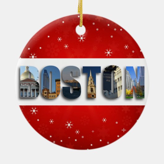 Boston Massachusetts City Reisfoto's kerstmis Keramisch Ornament (Achterkant)
