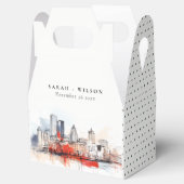 Boston Massachusetts City Scape Waterverf bruiloft Bedankdoosjes (Geopend)
