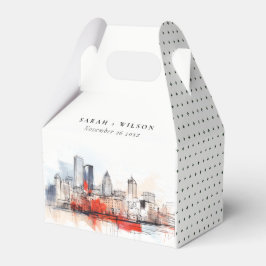 Boston Massachusetts City Scape Waterverf bruiloft Bedankdoosjes