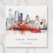 Boston Massachusetts City Scape Waterverf bruiloft Bedankjes Labels (Voorkant)