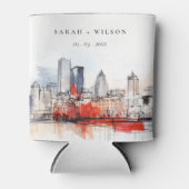 Boston Massachusetts City Scape Waterverf bruiloft Blikjeskoeler (Voorkant)