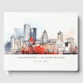 Boston Massachusetts City Scape Waterverf bruiloft Gastenboek (Voorkant)