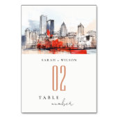 Boston Massachusetts City Scape Waterverf bruiloft Kaart (Voorkant)