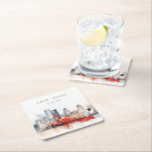 Boston Massachusetts City Scape Waterverf bruiloft Kartonnen Onderzetters (Insitu)