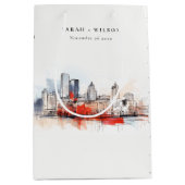 Boston Massachusetts City Scape Waterverf bruiloft Medium Cadeauzakje (Voorkant)