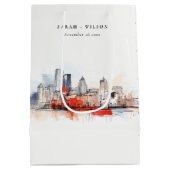 Boston Massachusetts City Scape Waterverf bruiloft Medium Cadeauzakje (Achterkant)