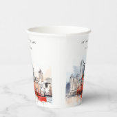 Boston Massachusetts City Scape Waterverf bruiloft Papieren Bekers (Rechts)