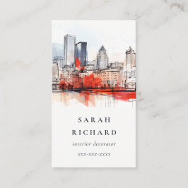 Boston Massachusetts City Scape Waterverf Reizen Visitekaartje