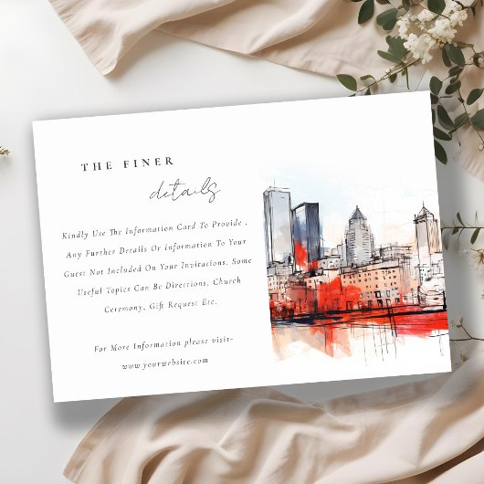 Boston Massachusetts City Scape Wedding Details Informatiekaartje