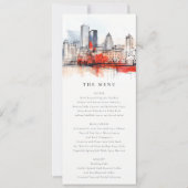 Boston Massachusetts City Scape Wedding Menu Kaart (Voorkant)